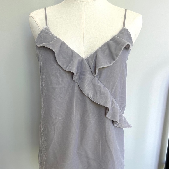 J. Crew Grey Velvet Tank Top Sz 2 Lined Cami Adjustable Straps - Picture 1 of 8